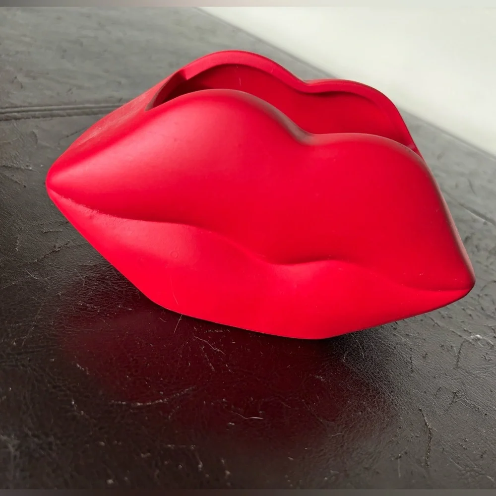 Red Lip-Shaped Pencil Holder